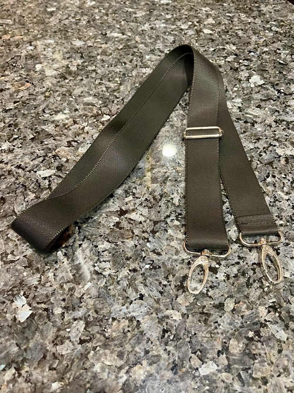 Adjustable Black Crossbody Bag Strap with Silver Hardware 60”